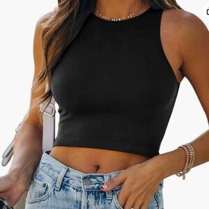 REORIA Butsmooth Women's Sleeveless Halter Neck Double Lined Casual Basic Tank